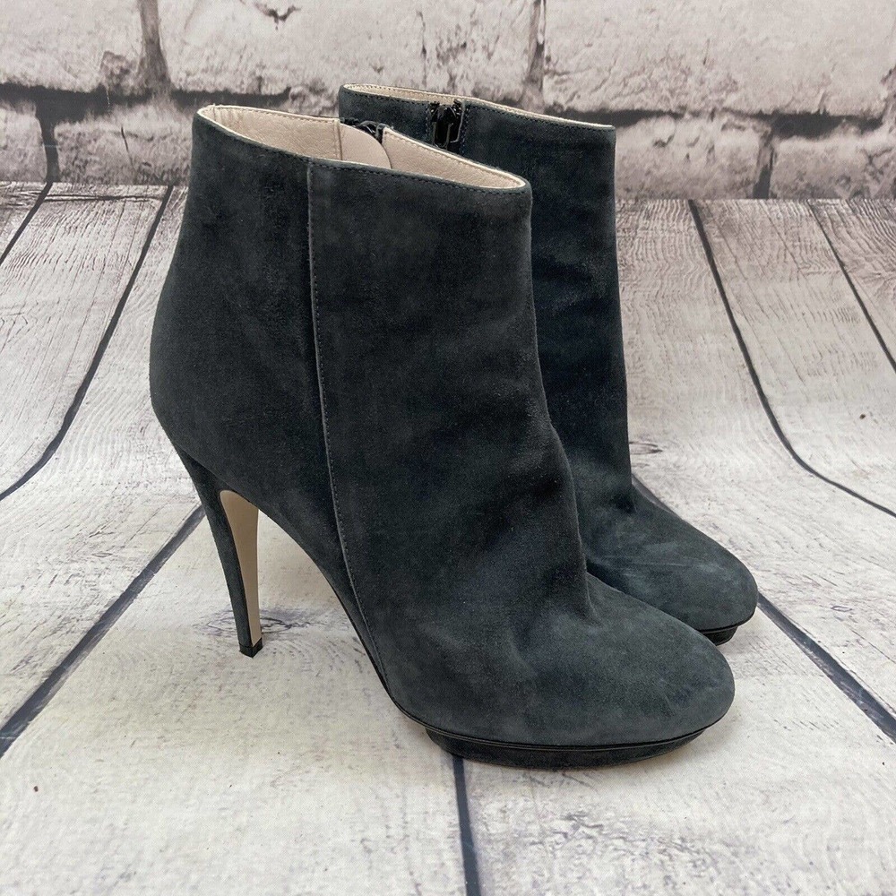 Chuckies New York Suede Gray Platform Boots Womens Size 38,‎ 7 Made In Italy
